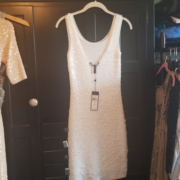 BCBG white nina sequined dress - Main Image